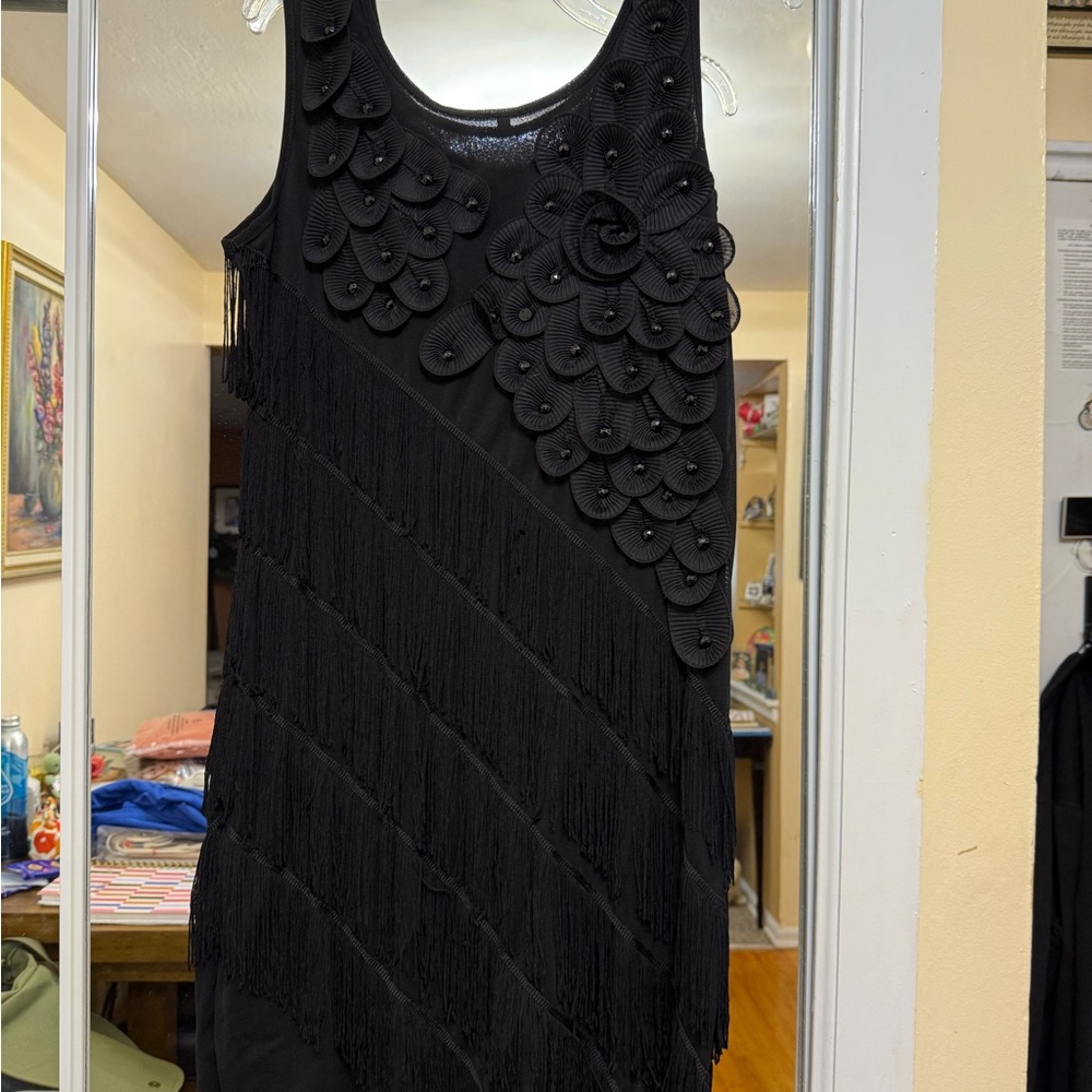Elegant Black Fringe Dress